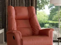 IMG Norway terracotta leather power recliner with plush overstuffed design wide comfortable seat tall cushioned back and thickly padded armrests