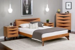 Solid wood bed frame with dresser and matching night stands