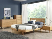 BR26GN - Mid-century modern bedroom with bamboo bed frame matching nightstand and dresser set