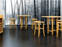 DS7 - Natural bamboo wine rack stools and tables set against a backdrop of a monochrome forest mural
