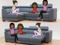 LR40LU - Grey fabric sleeper sectional sofa