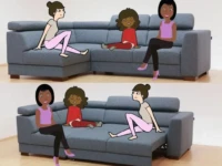 LR40LU - Grey fabric sleeper sectional sofa