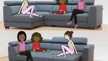 LR40LU - Grey fabric sleeper sectional sofa