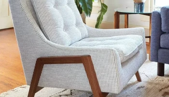 LR10NW - Hand made high back tufted seat and back cushion danish modern inspired chair with walnut frame