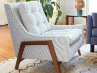 LR10NW - Hand made high back tufted seat and back cushion danish modern inspired chair with walnut frame