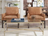 LR8RW - Tan leather living room chairs