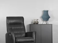 Black leather H2 seating power recliner chair with high backrest, in sleek modern design