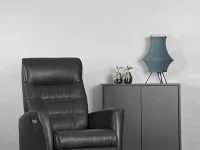 Black leather H2 seating power recliner chair with high backrest, in sleek modern design