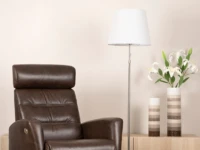 Brown leather H2 power recliner chair with a high backrest, in a modern design