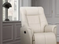 Cream leather power recliner chair with a high backrest, in a modern design by H2 Seating