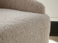 Rowe - Beige Shaggy Sofa With Plush Upholstery On Light Rug Near Wooden Console Table