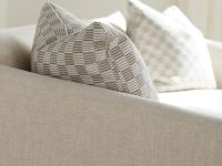 Rowe - Beige Sofa With Patterned Pillows Upholstery Home Decor