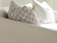Rowe - Beige Sofa With Patterned Pillows Upholstery Home Decor