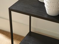 Rowe - Black Console Table With Two Shelves Displaying White Textured Vases Home Decor