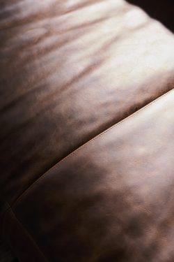 Rowe - Brown Leather Sofa With Smooth Texture And Visible Seams Upholstery Home Decor