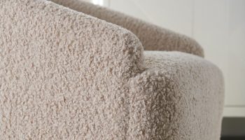 Rowe - Cream Shaggy Armchair With Wooden Base Near White Console Table Home Decor