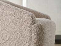 Rowe - Cream Shaggy Armchair With Wooden Base Near White Console Table Home Decor