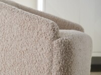 Rowe - Cream Shaggy Armchair With Wooden Base Near White Console Table Home Decor