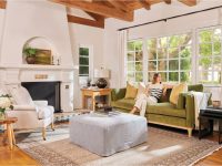 Rowe - Green Velvet Sofa With Plush Cushions Near White Armchair Under Wooden Console Table In Bright Living Room Home Decor