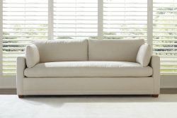 Rowe - Light Beige Sofa With Plush Cushions In Front Of Large Window With White Shutters Home Decor