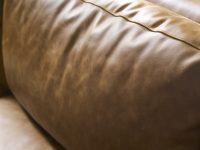 Rowe - Tan Leather Sofa With Plush Cushions In Home Decor Setting