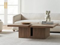 Rowe - Wooden Coffee Table With Books And Sculpture In Front Of White Sofa Home Decor