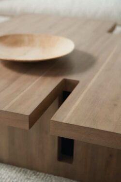 Rowe - Wooden Coffee Table With Cut-Out Design And Wooden Bowl On Top Home Decor