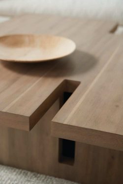 Rowe - Wooden Coffee Table With Cut-Out Design And Wooden Bowl On Top Home Decor