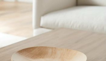 Rowe - Wooden Plate On Light Wood Coffee Table Near White Sofa Home Decor