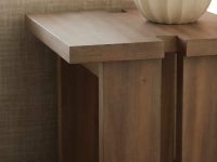 Rowe - Wooden Side Table With Cut-Out Design Near Beige Sofa With White Pillows